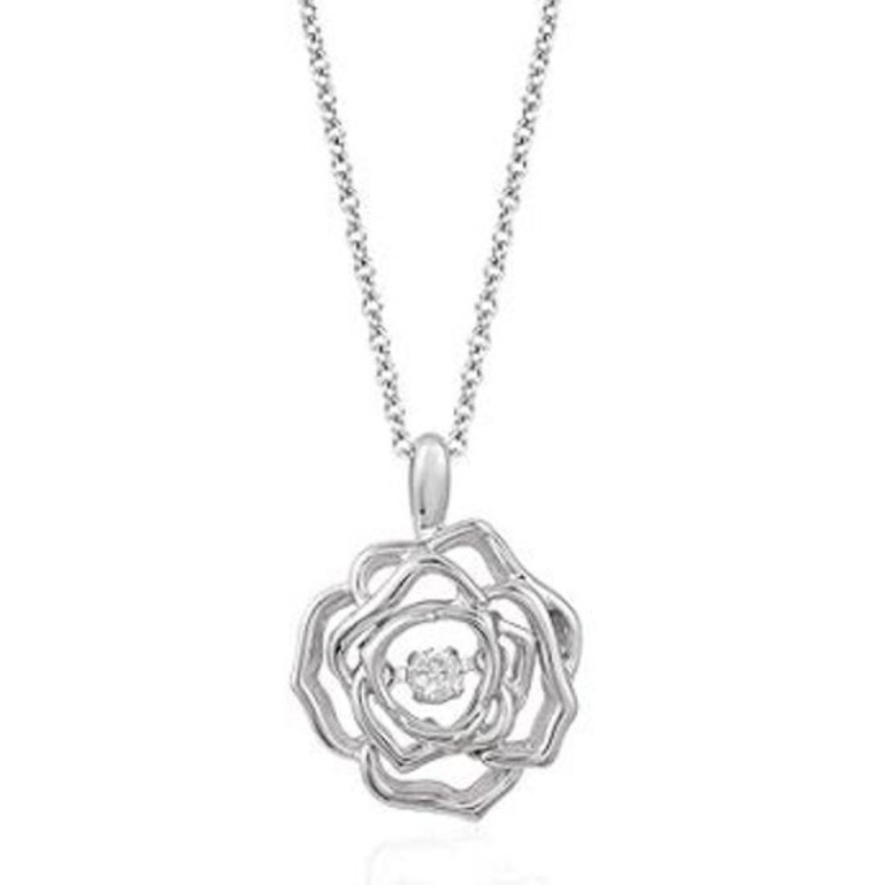 Enchanted Disney Diamond Openwork Rose Pendant Necklace
